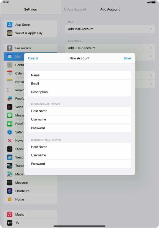 Press Save. Your email account has now been set up. To select more settings for incoming and outgoing server, proceed with the following steps.