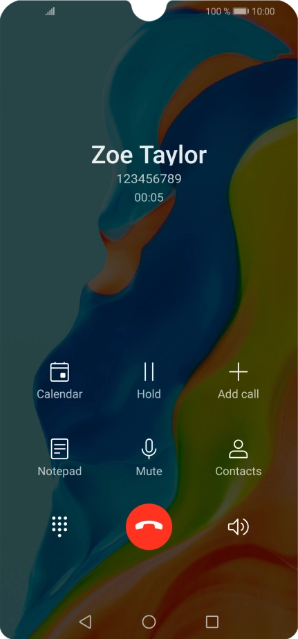Press the end call icon.