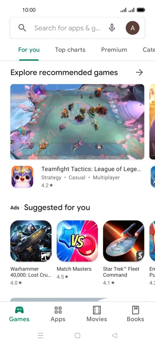 Press the search field.