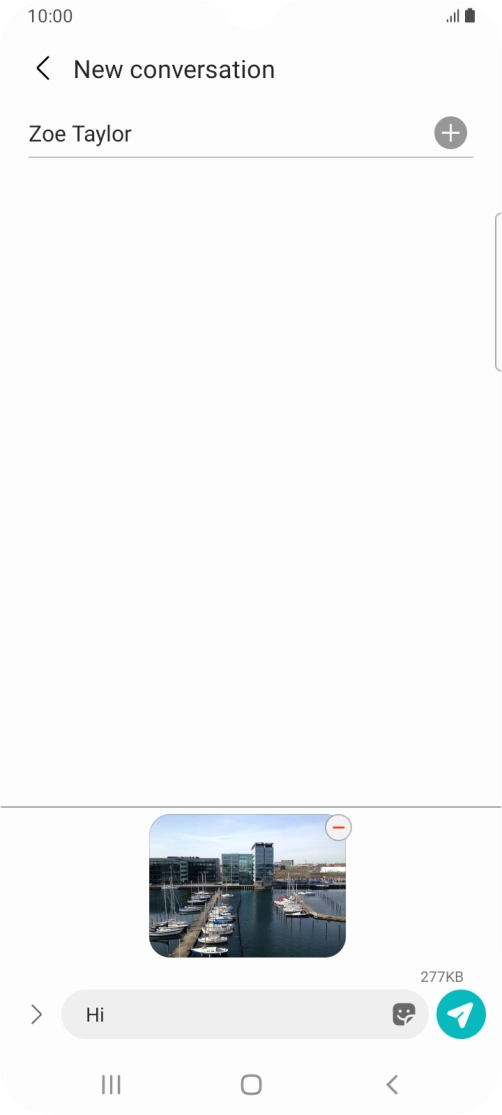 Press the send icon when you've finished your MMS.