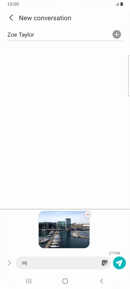 Press the send icon when you've finished your MMS.