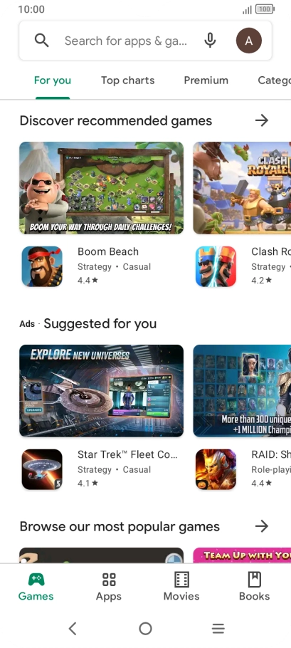 Press the search field.