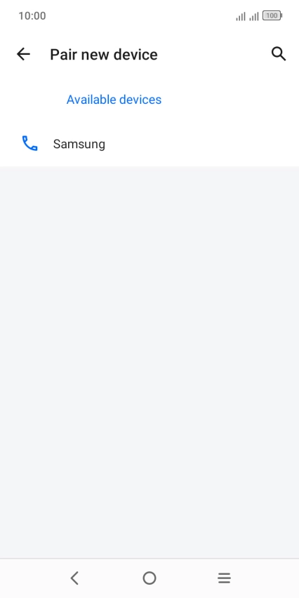 Press the required Bluetooth device and follow the instructions on the screen to pair the device with your phone.