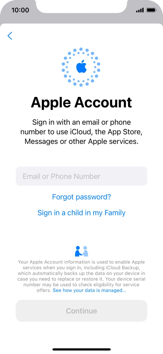 Press Email or Phone Number and key in the username for your Apple ID.