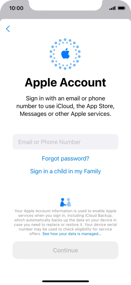 Press Email or Phone Number and key in the username for your Apple ID.