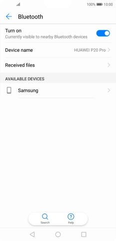 Press the required Bluetooth device and follow the instructions on the screen to pair the device with your phone.