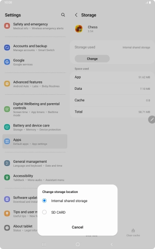 Press the name of the memory card.