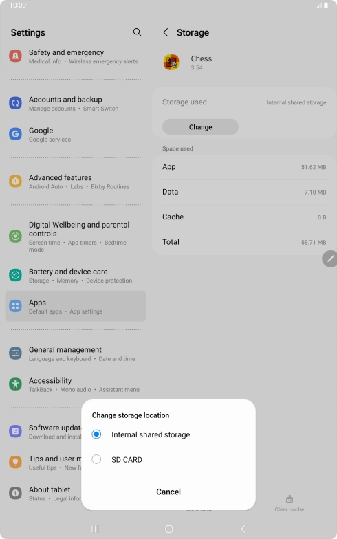 Press the name of the memory card.