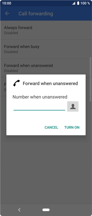 Key in +447953222222 and press TURN ON.