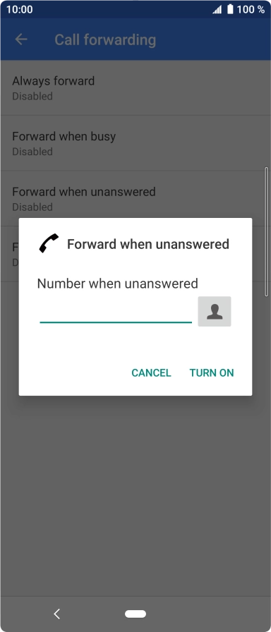 Key in +447953222222 and press TURN ON.