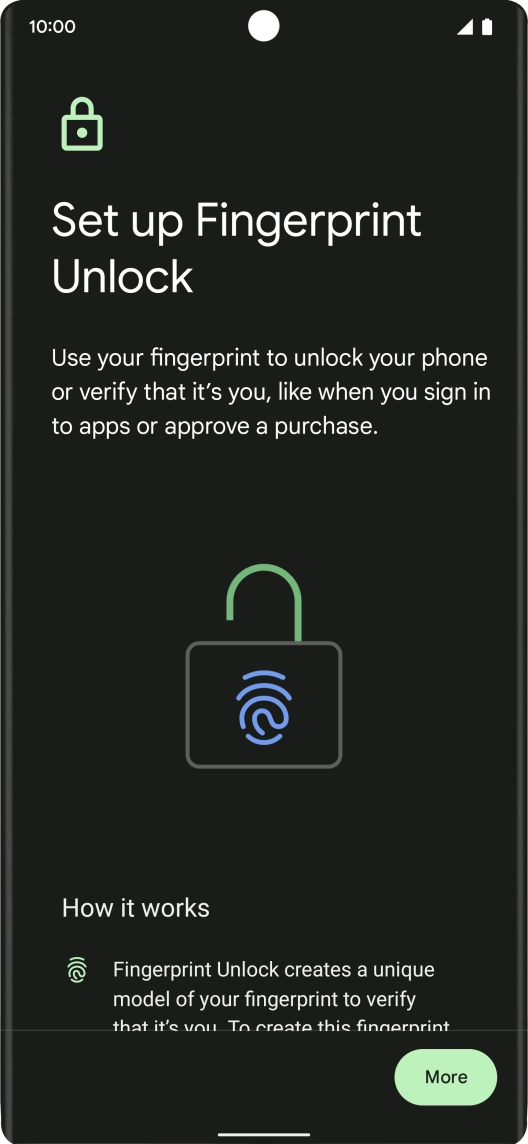 Follow the instructions on the screen to create the phone lock code using your fingerprint.