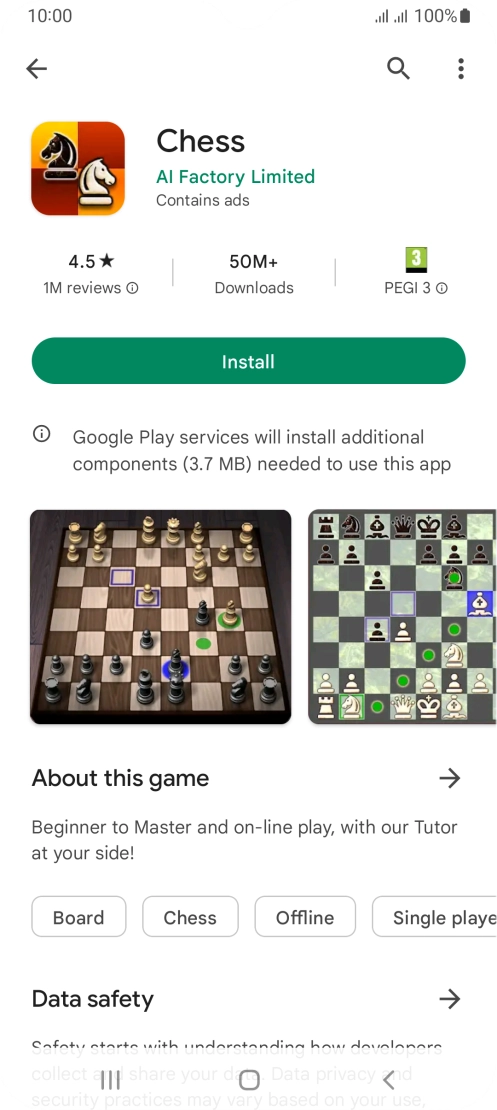 Press Install and follow the instructions on the screen to install the app.