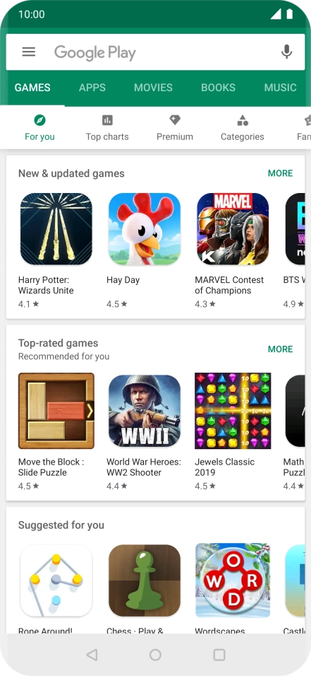 Press the search field.