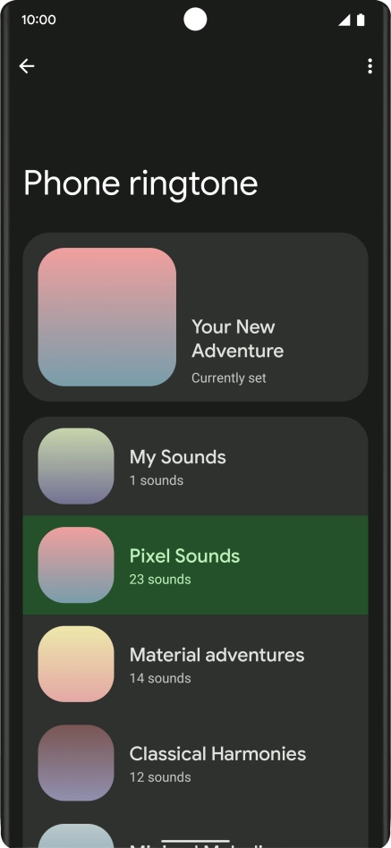 Press the required category.