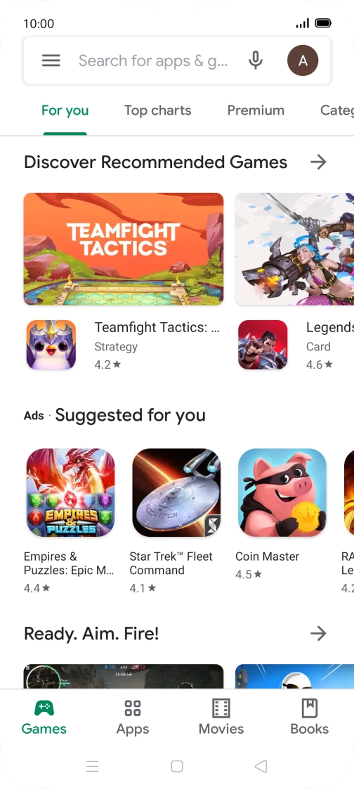 Press the search field.