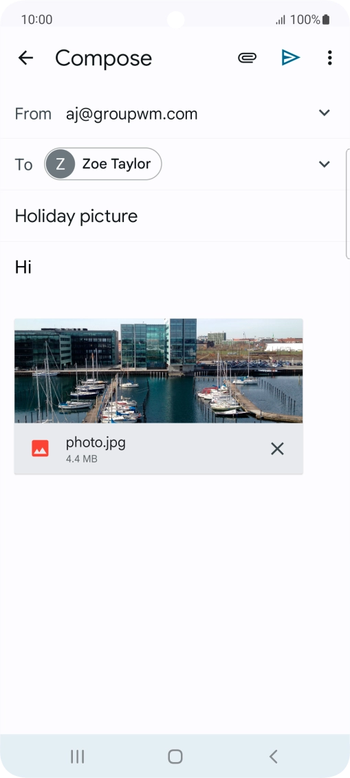 Press the send icon when you've finished your email.