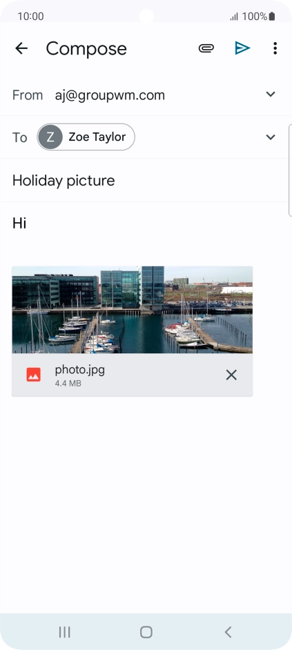 Press the send icon when you've finished your email.