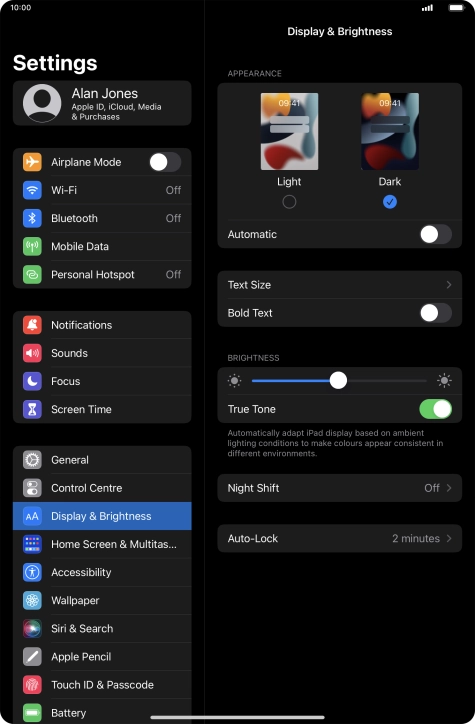 Press the indicator next to 