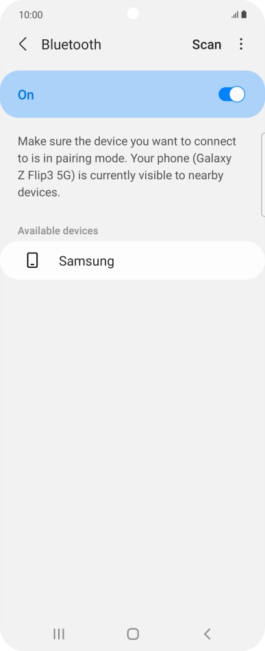 Press the required Bluetooth device and follow the instructions on the screen to pair the device with your phone.