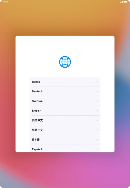 Press the required language.