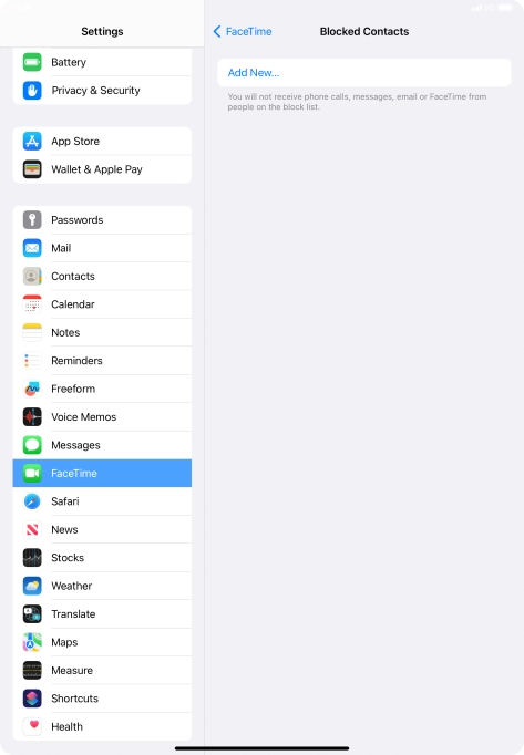 Press Add New... and follow the instructions on the screen to block a contact.