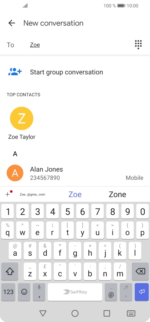 Press the required contact.