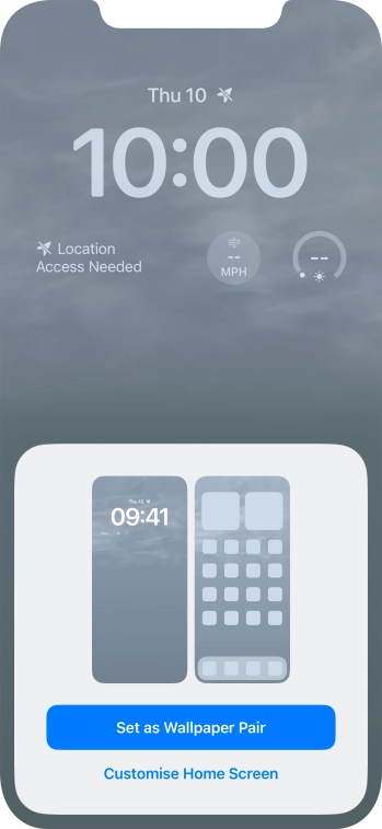 To use the same colour theme on the home screen, press Set as Wallpaper Pair.