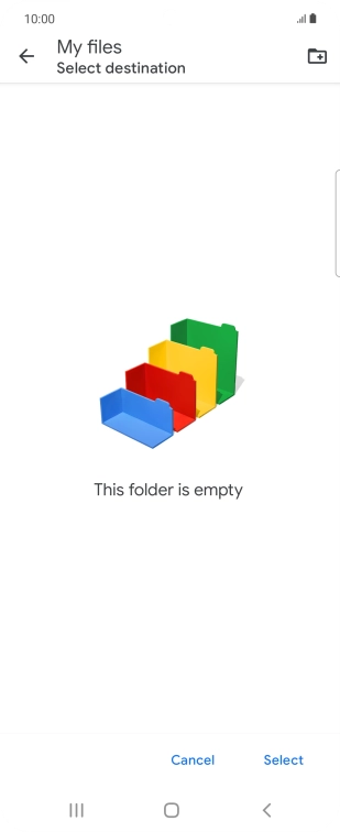 To create a new folder, press the new folder icon and follow the instructions on the screen to create a new folder.