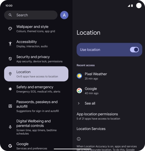 Press App location permissions.