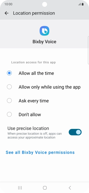 Press the required setting.