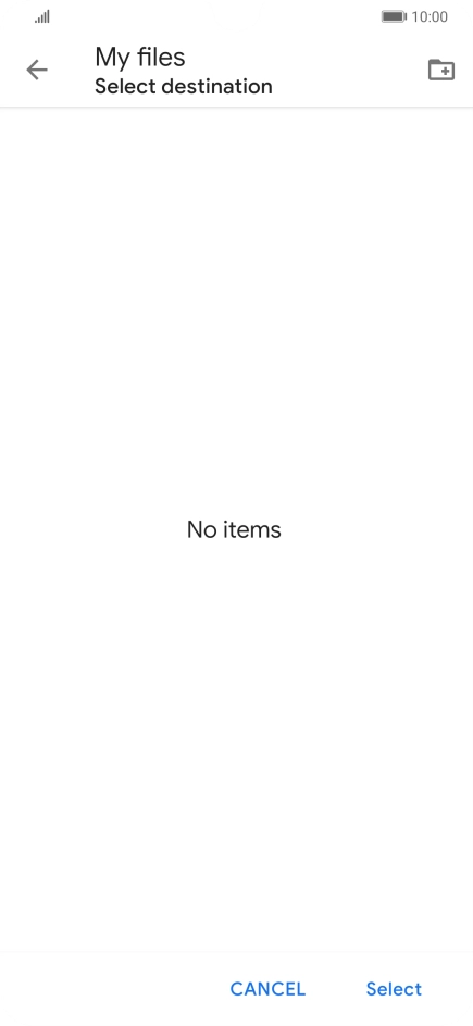 To create a new folder, press the new folder icon and follow the instructions on the screen to create a new folder.