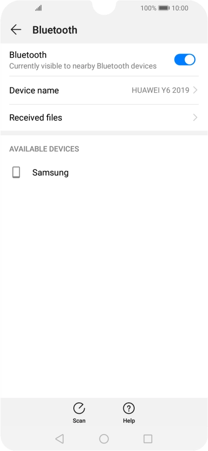 Press the required Bluetooth device and follow the instructions on the screen to pair the device with your phone.