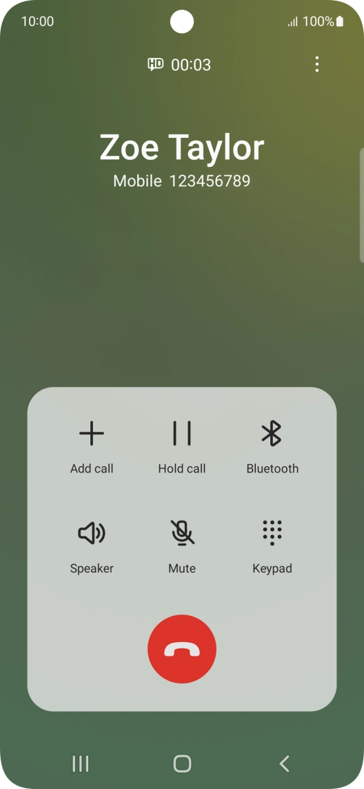Press the end call icon.