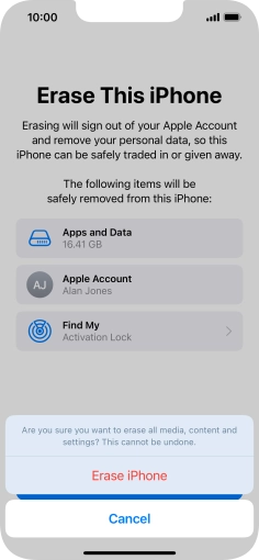Press Erase iPhone.