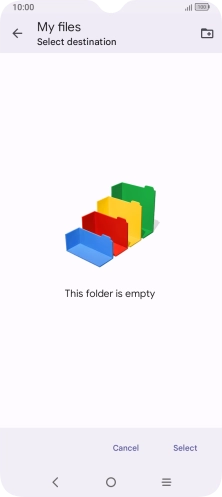 To create a new folder, press the new folder icon and follow the instructions on the screen to create a new folder.