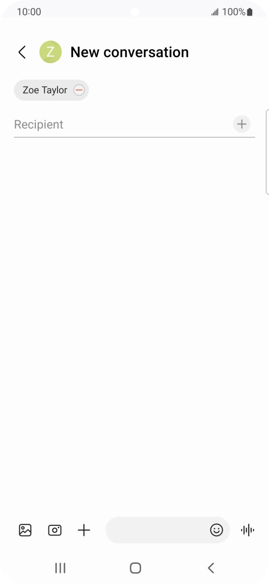 Press the text input field and write the text for your MMS.