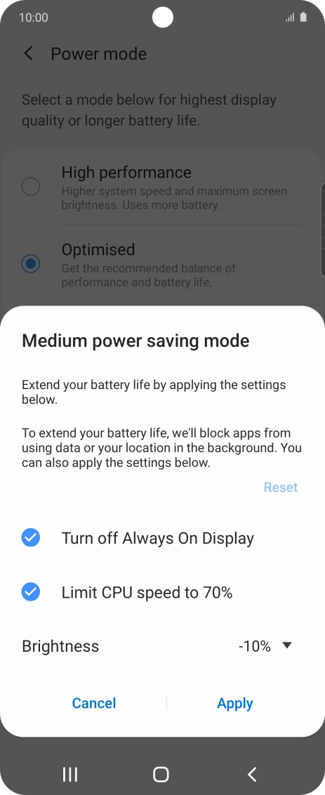 Press Apply to turn on the function.