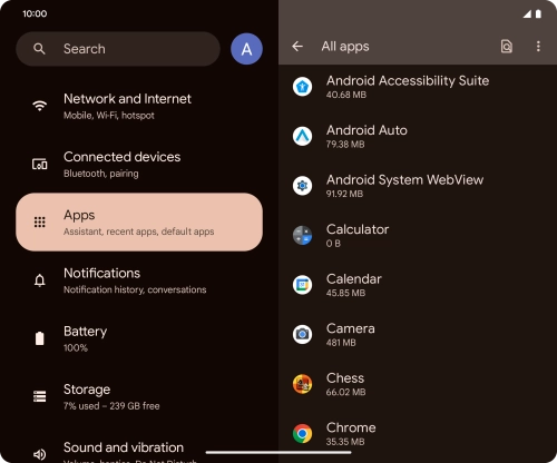 Press the required app.
