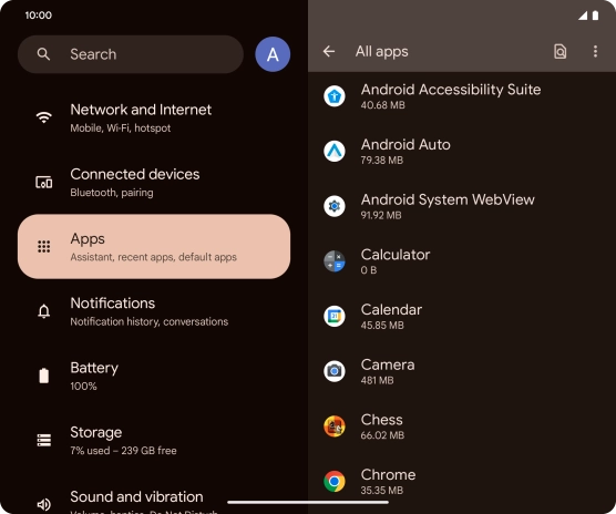 Press the required app.