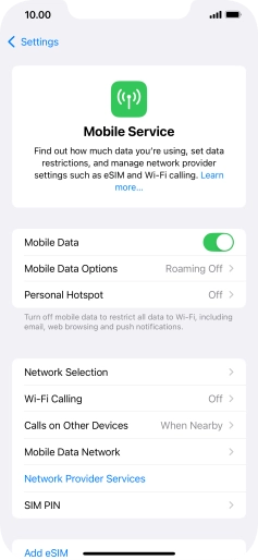 Press Mobile Data Options.