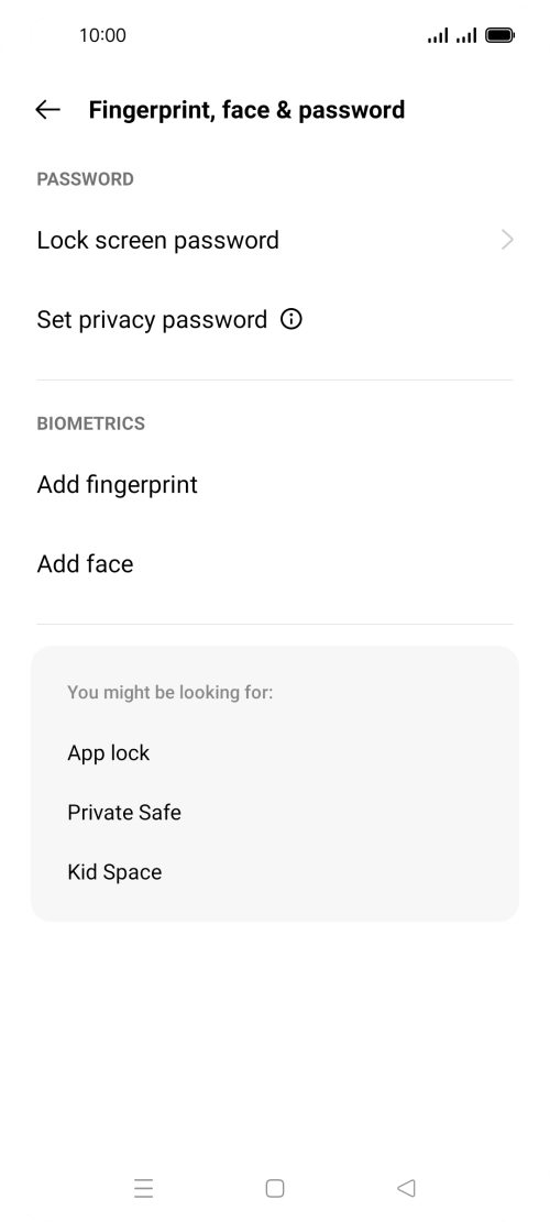 Press Lock screen password and key in the additional phone lock code you created earlier.