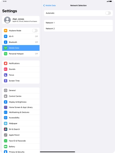If you turn off the function, press the required network.