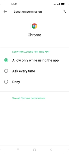 Press the required setting.
