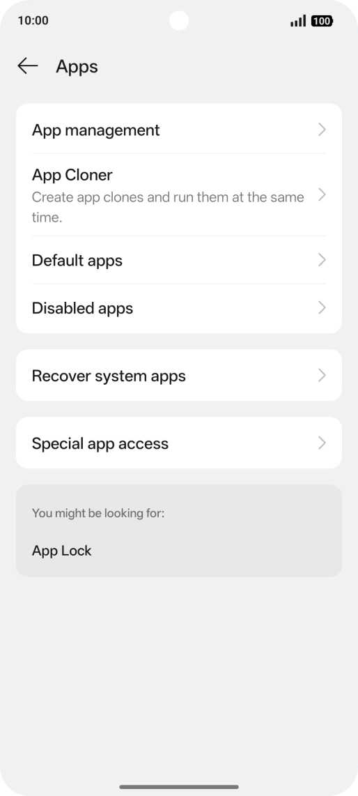 Press App management.