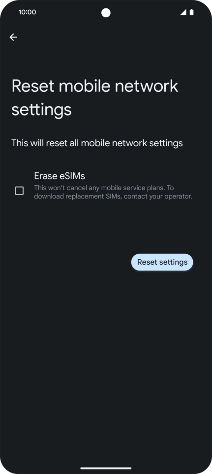 Press Reset settings.