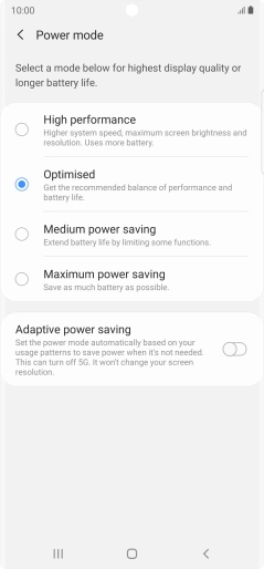 Press the required power saver mode.