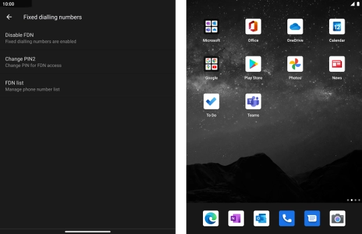 Press Disable FDN to turn off fixed dialling.
