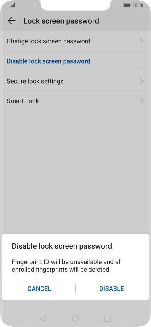 Key in the current phone lock code and press DISABLE.