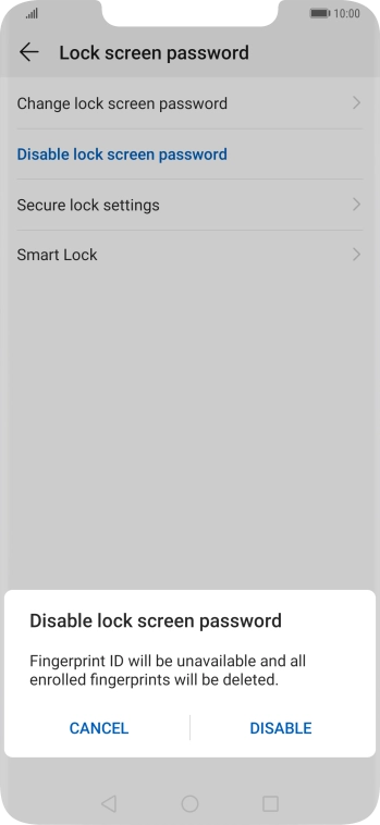 Key in the current phone lock code and press DISABLE.