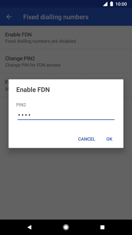 Key in your PIN2 and press OK. The default PIN2 is 0000.